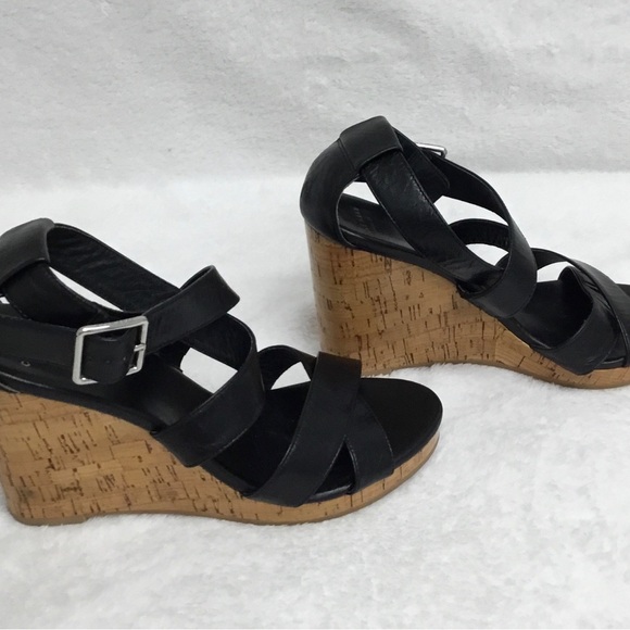 Cole Haan Women’s Jillian Wedge Black Platform Leather Sandals Size 7B - Picture 4 of 6